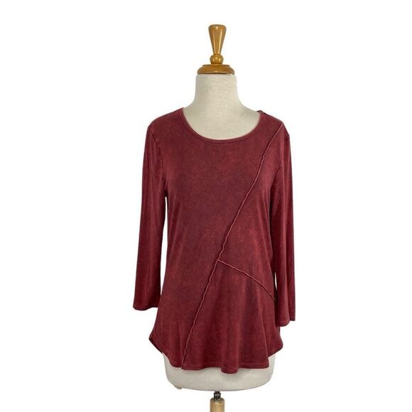 Christopher & Banks S Red Tunic Top Asymmetric Art To Wear Lagenlook Y2K Hippie - Picture 3 of 7